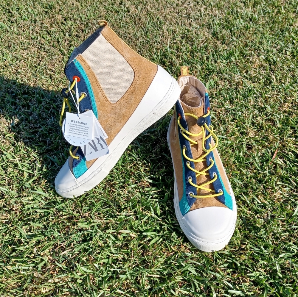 NEW Zara Suede High Top SlipOn Sneakers Sz.38 (Youth 5½-Wo.7)